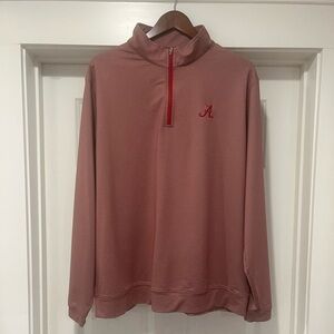 Peter Millar Red Houndstooth Alabama Quarter-Zip Pullover